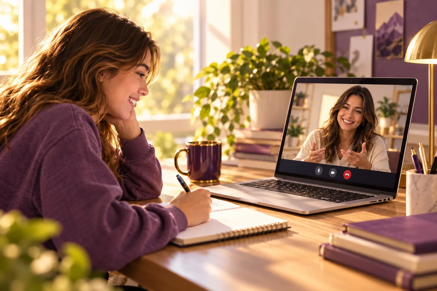 Learner participating in an interactive online tutoring session.